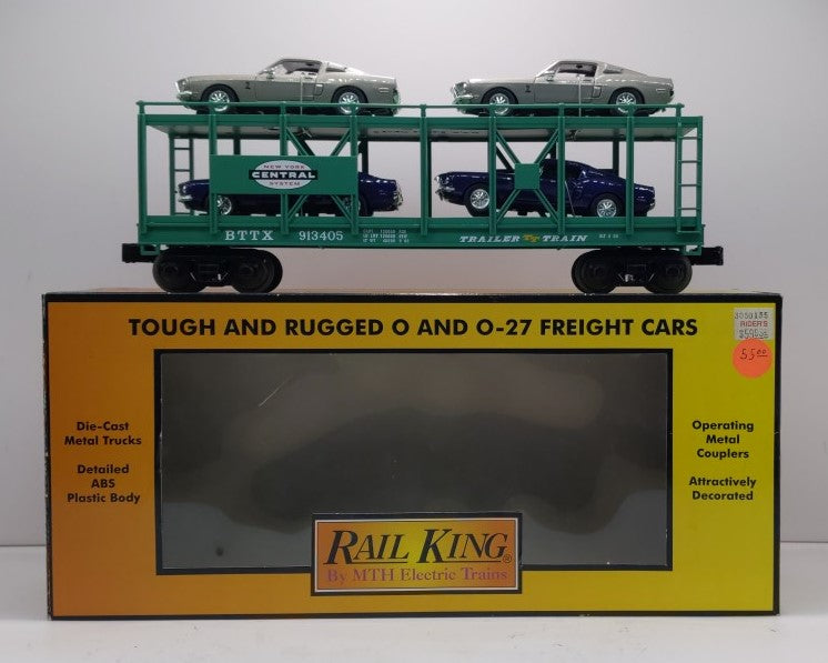 MTH 30-76383 NYC Auto Carrier FlatCar with 4 '67 Mustangs