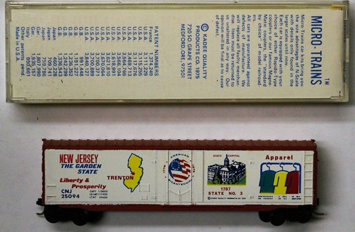 Micro-Trains 03800050 N Bicentennial-New Jersey 50' Plug Door Boxcar #25094