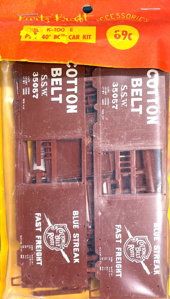 Kurtz-Kraft K-100E HO Scale Cotton Belt PS-1 40' Boxcar Kit #35057
