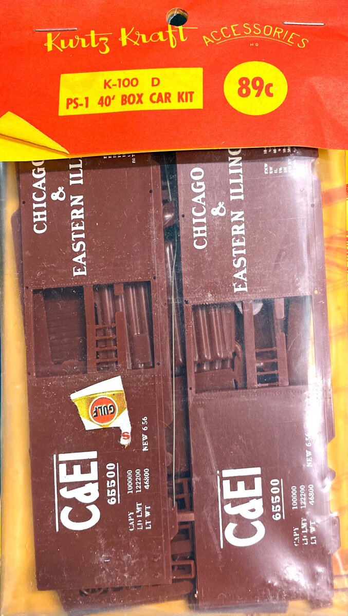 Kurtz-Kraft K-100D HO Scale Chicago & Eastern Illinois PS-1 40' Boxcar Kit