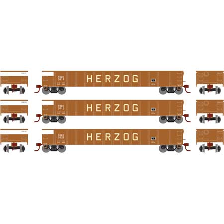 Athearn 97395 HO Herzog RTR 52' Mill Gondola 3pk