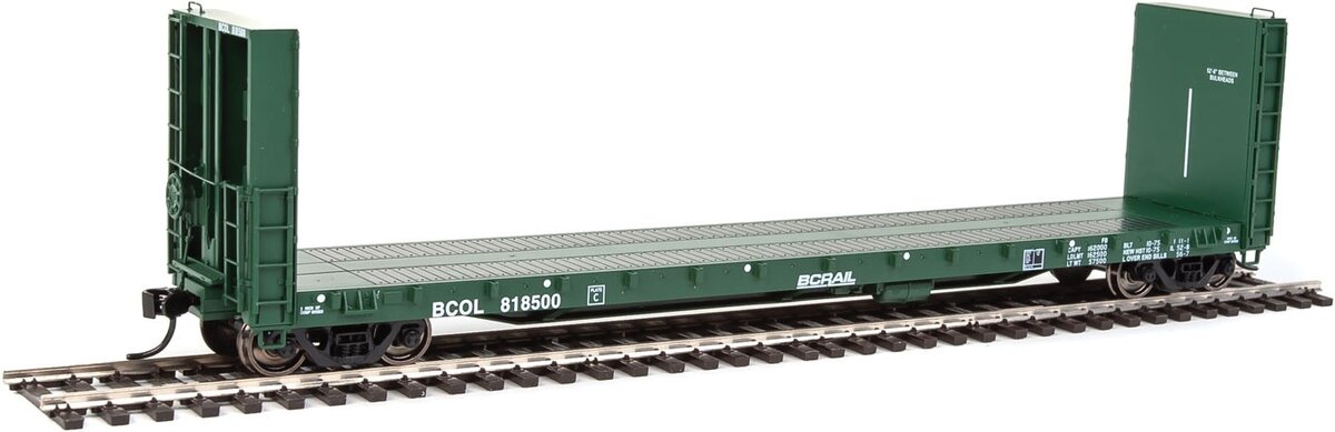 Walthers 920-104329 HO BC Rail 50' Bulkhead Flatcar #818500