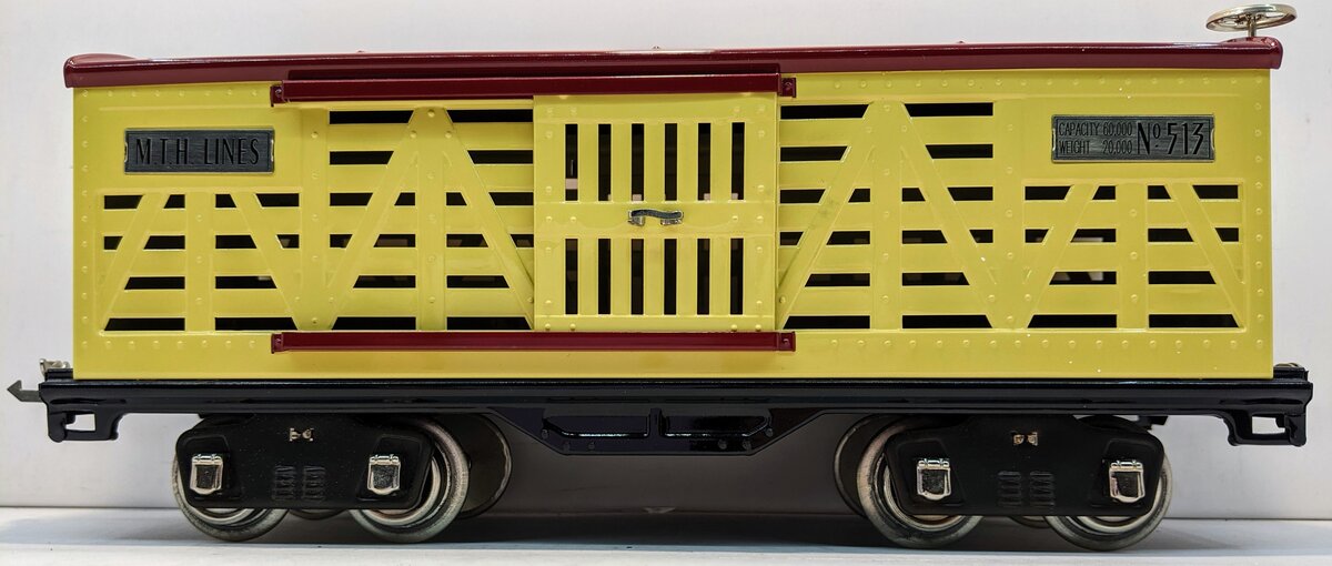MTH 10-1088 Std. Gauge No.500 Cream & Maroon Cattle Car with Nickel Trim
