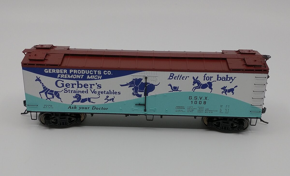 MTH 80-94014 HO Gerber Products R40-2 Wood Reefer #1008