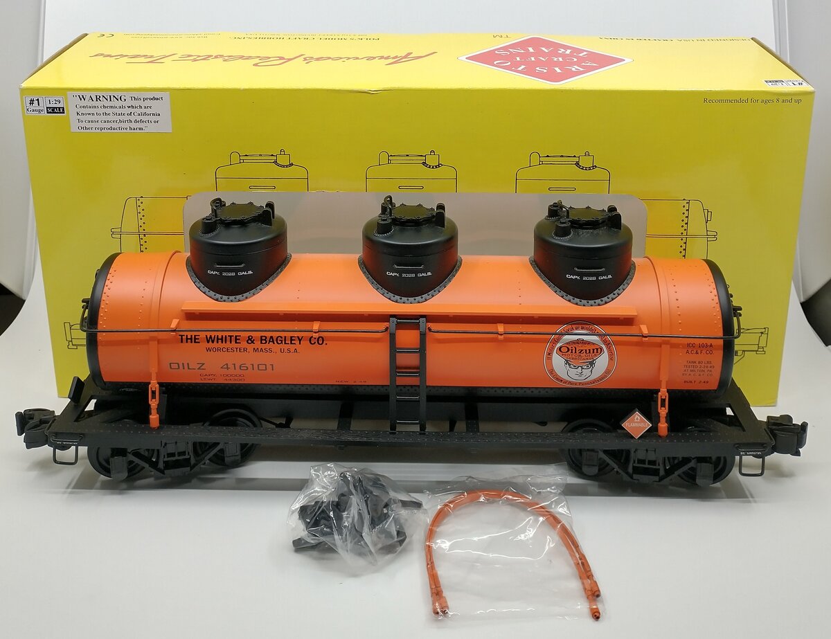Aristo-Craft 41610 G Oilzum Triple Dome Oil Tank Car (Plastic Wheels)