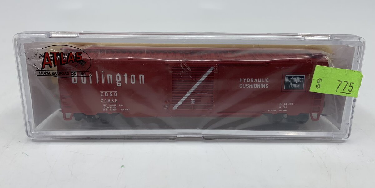 Atlas 50002354 N Chicago Burlington & Quincy 50' Single Door Boxcar #24836