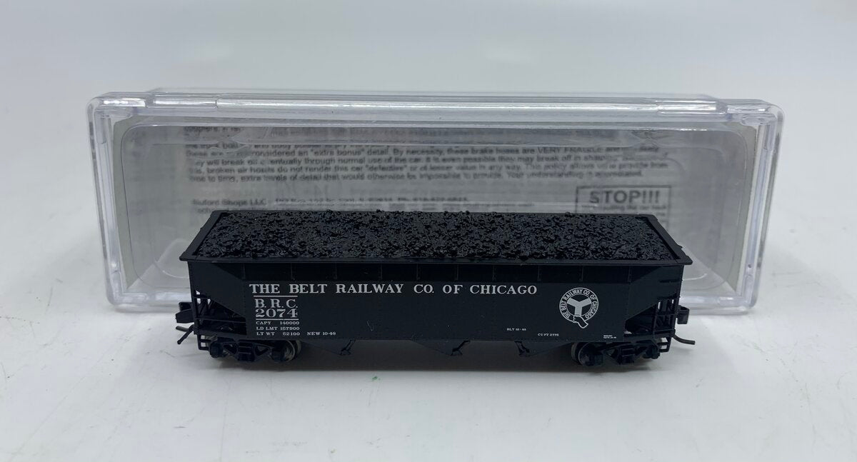 Bluford Shops 73801 N BRC 70-Ton Offset-Side 3-Bay Open Hopper with Load #2074