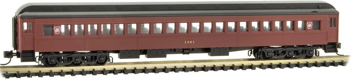 Micro-Trains 16000360 N PRR 78' Single-Window Heavyweight Coach Car #1301