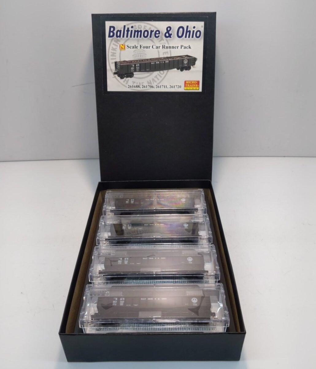 Micro-Trains 99300132 N Baltimore & Ohio 50' Gondola Runner Pack (Set of 4)