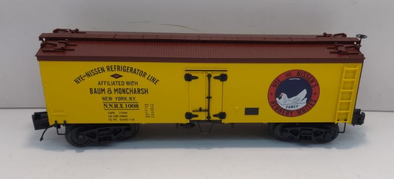 MTH 20-94353 O Nye and Nissen 36' Woodsided Reefer Car #1008