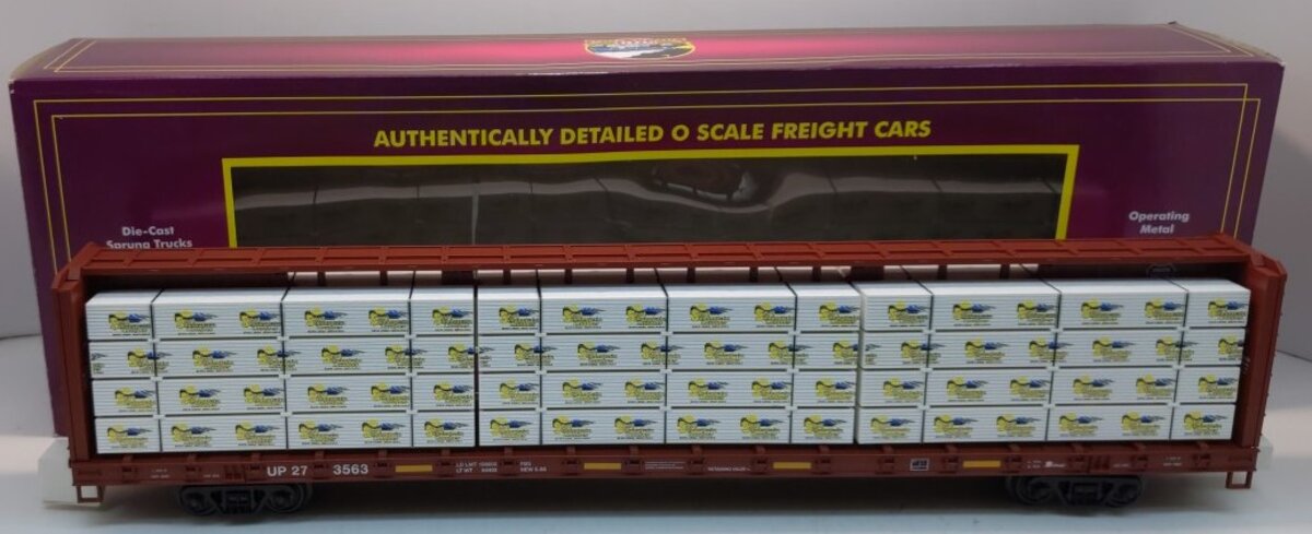 MTH 20-95351 O Union Pacific Sun Mountain Center Beam Flat Car w/ Lumber #273603