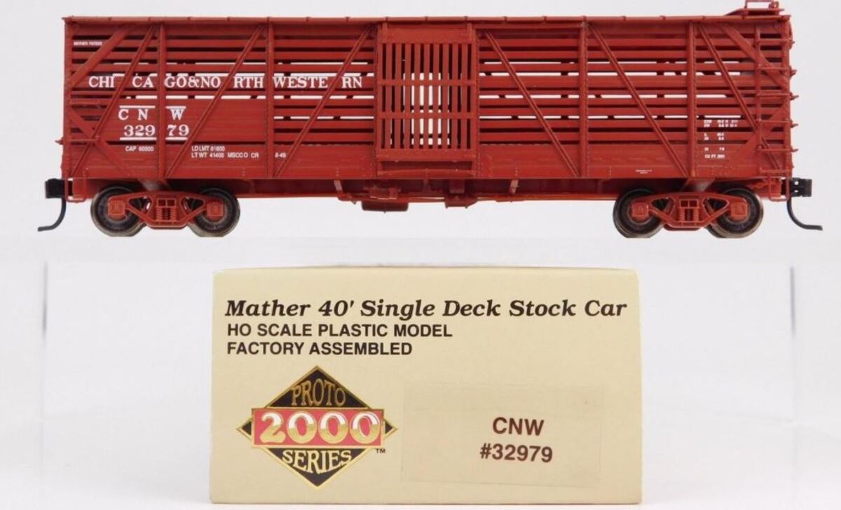 Life Like 32979 HO Proto 2000 CNW Mather 40' Single Door Deck Stock Car
