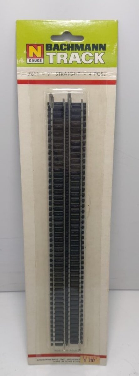 Bachmann 7611 N Scale 9" Straight Track (Pack of 4)