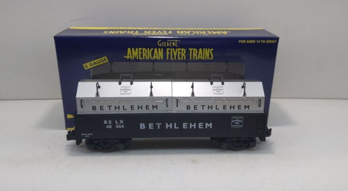 American Flyer 6-48554 S Scale Bethlehem Steel Gondola w/Coil Covers