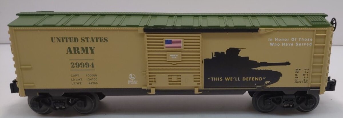 Lionel 6-29994 O USA Army Boxcar