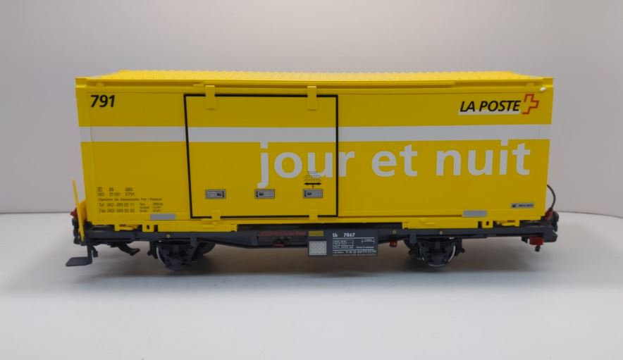 LGB 47894 G Rhatische Bahn "La Poste" Container Transport Car
