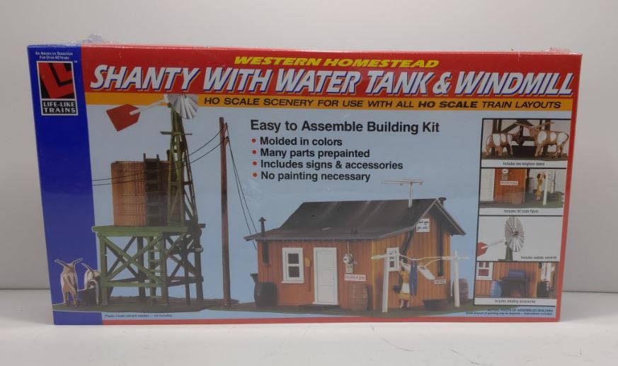 Life Like 1338 HO Shanty W/ Water Tank & Windmill Western Homestead Kit