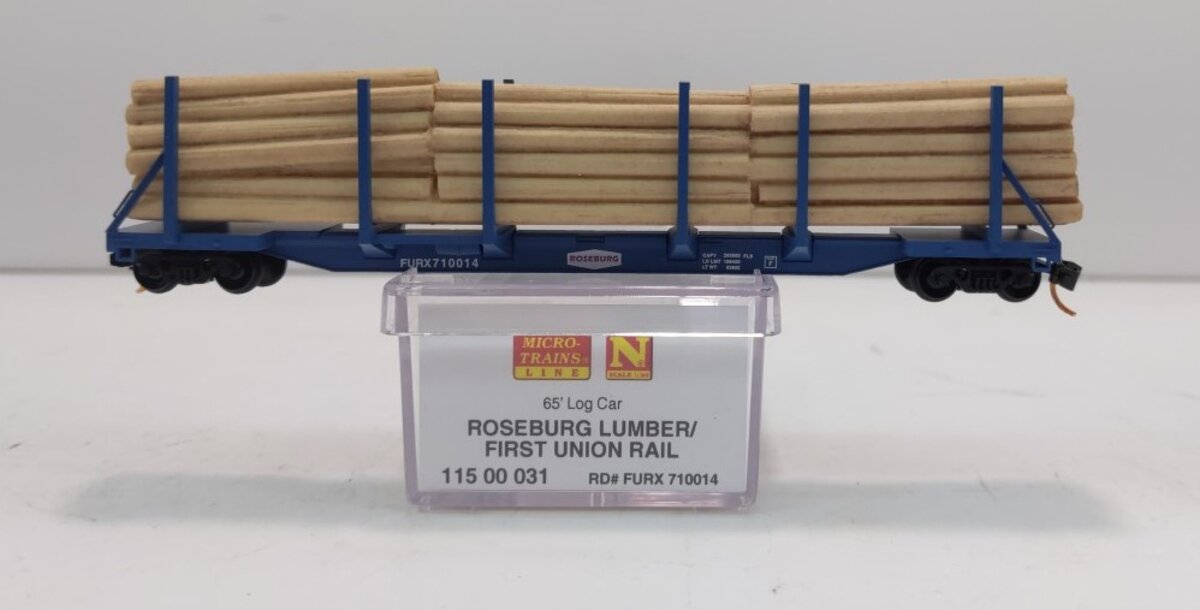 Micro-Trains 11500031 N Roseburg Lumber 65' 100 Ton Log Car w/ Load #710014