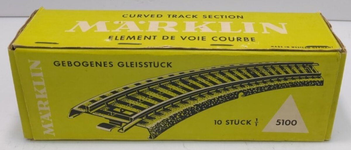 Marklin 5100 HO Scale M Track Metal Curved Track (Box of 10)