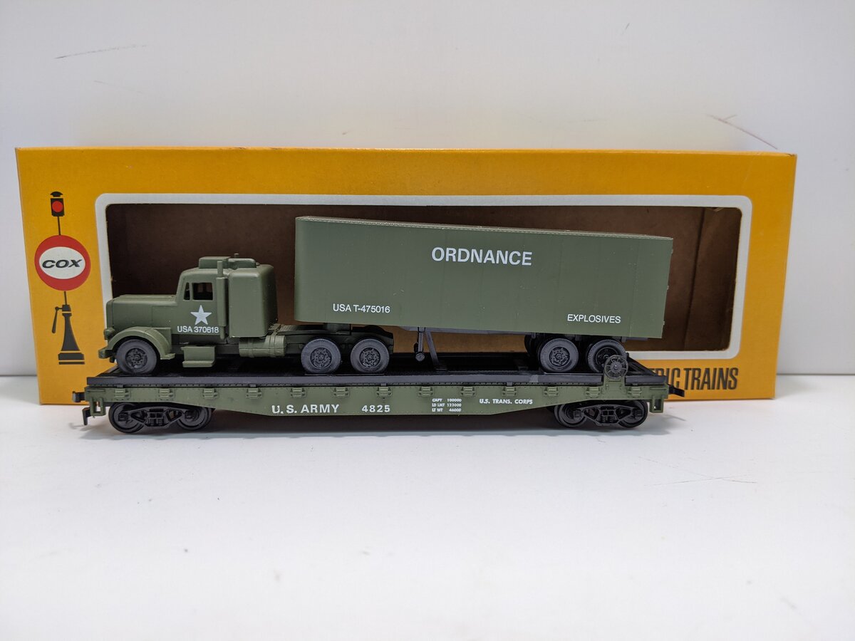 Cox 6151-3 HO US Army Flat Car w/ Truck & Trailer