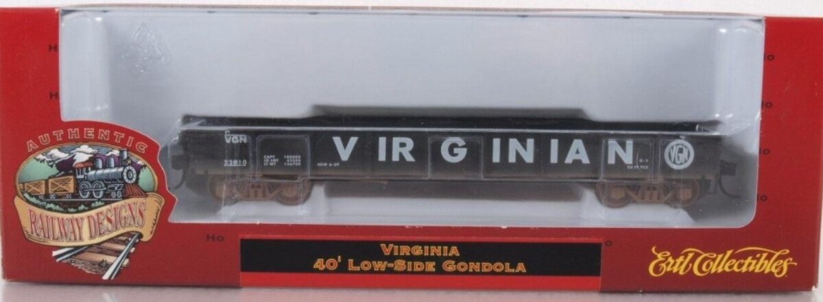Ertl 1384 HO Scale Virginian 40' Low-Side Gondola #22010