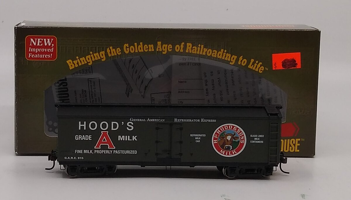 Roundhouse 84648 HO H.P. Hood & Sons 40` Wood Milk Boxcar #815