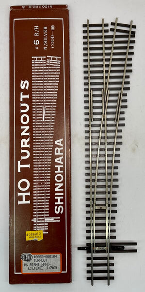 シノハラ　HO レール　鉄道模型　直線　曲線　Right-Hand Switch Shinohara 104 HO Code 100 Nickel Silver #6 Right Hand