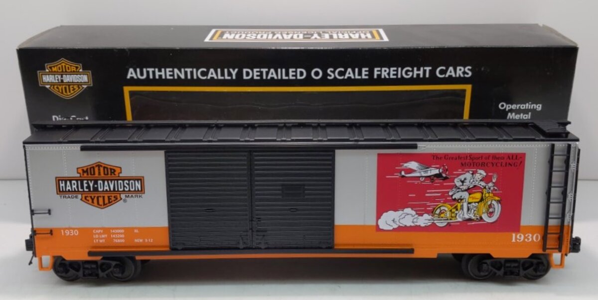 MTH 20-93544 O Gauge Harley Davidson 50' Double Door Box Car #1930