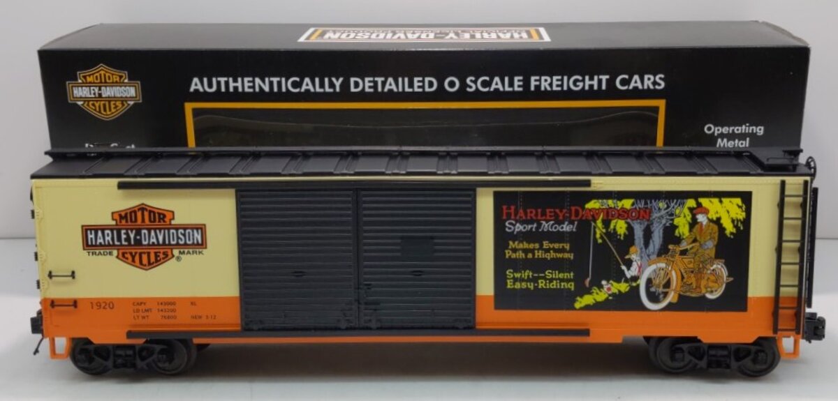 MTH 20-93543 O Gauge Harley Davidson 50' Double Door Boxcar #1920