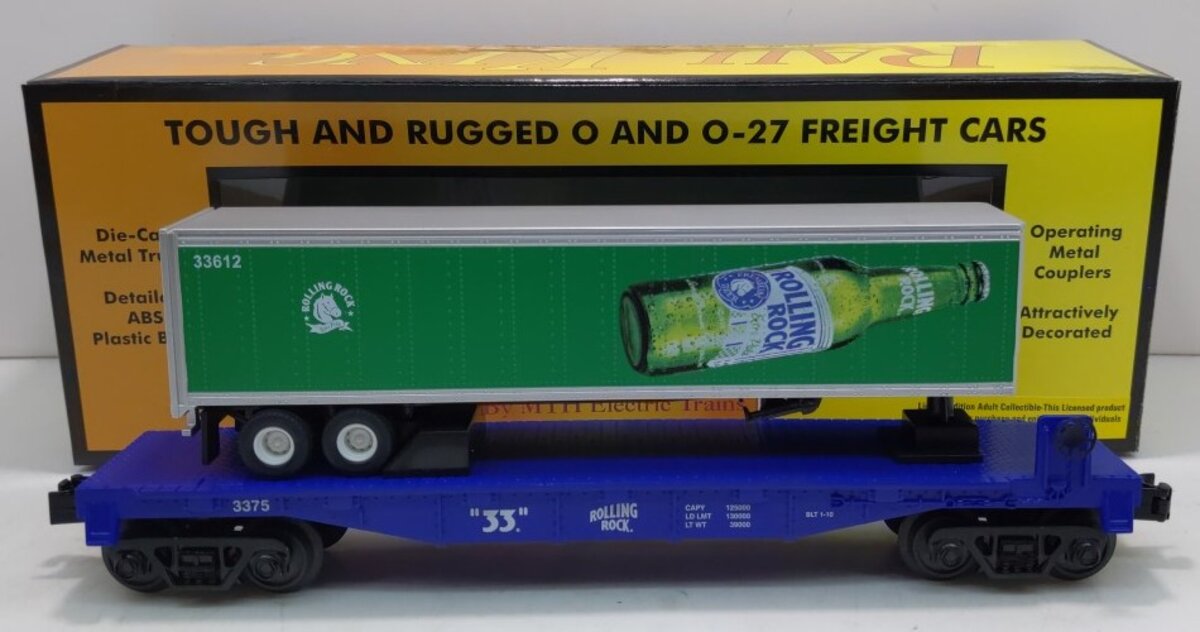 MTH 30-76375 Rolling Rock Flat Car w/ Trailer