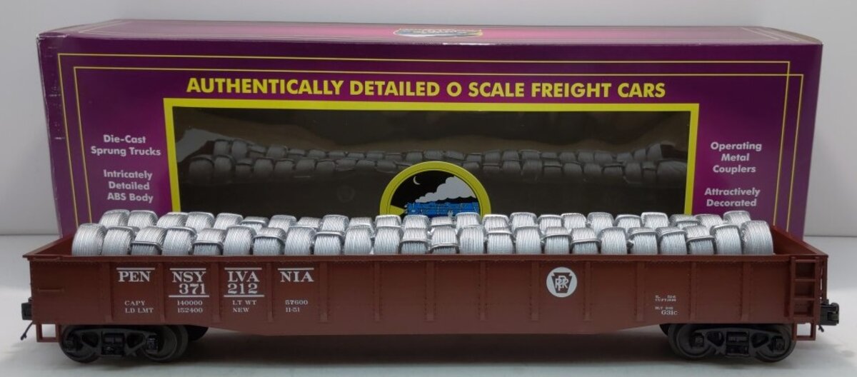 MTH 20-98814 O Gauge Pennsylvania Gondola w/Coiled Wire Load #371212