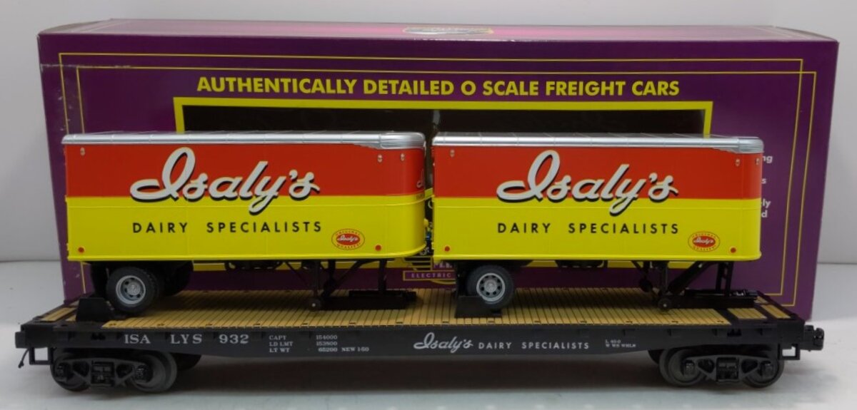 MTH 20-98835 O Gauge Flat Car w/2 Pup Trailers #932