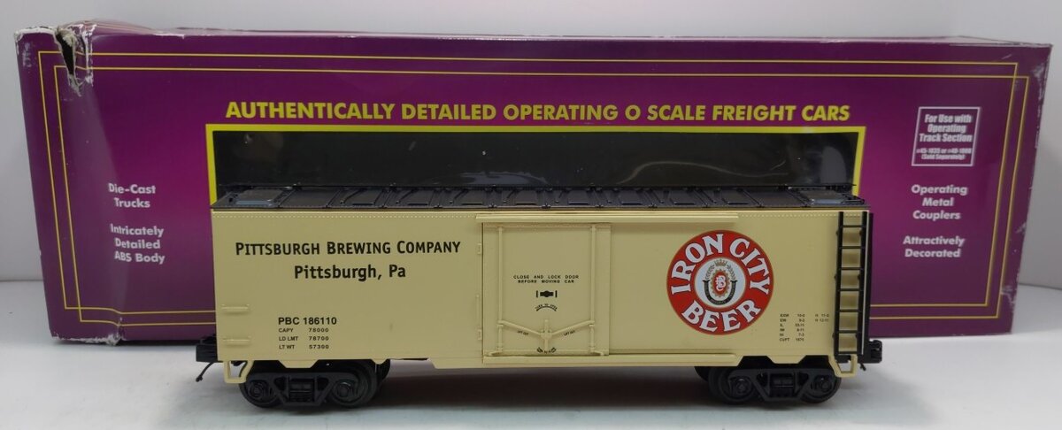 MTH 20-94236  O Gauge Iron City Beer Operating Reefer Car #186110