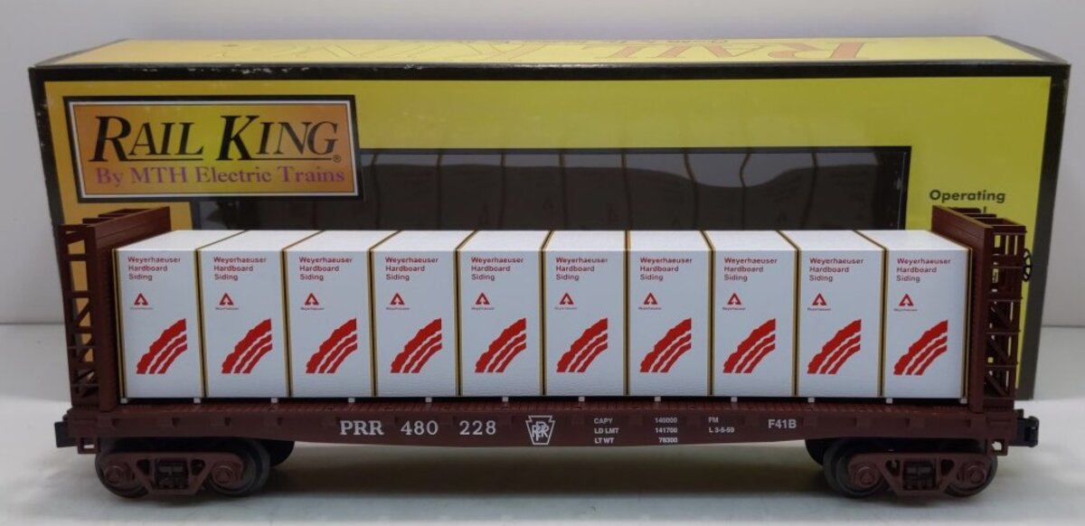 MTH 30-76416 PRR Bulkhead Flat Car w/Load