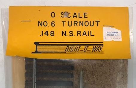 Right-of-Way 148 O 2-Rail No. 6 Left Hand Turnout/Switch Kit