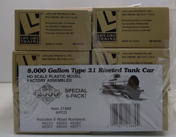 Proto 2000 21889 HO Scale APCO 8,000 Gallon Type 21 Riveted Tank Car 6-Pack