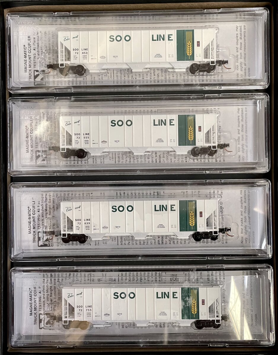 Micro-Trains 99300116 N Soo Line 3-Bay Covered Hopper Runner Pack (Pack of 4)