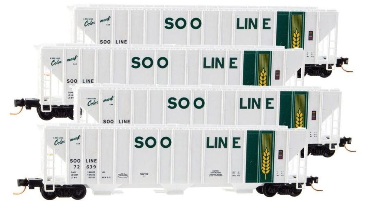 Micro-Trains 99300116 N Soo Line 3-Bay Covered Hopper Runner Pack (Pack of 4)