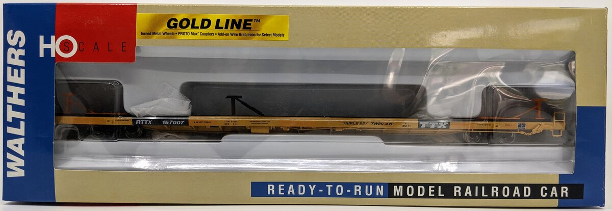 Walthers 932-40318 HO 89' Flush Deck Flatcar Twin 45 RTTX #157007 Gold Line