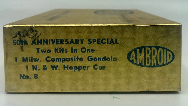 Ambroid 8 HO 50th Anniversary 2 in1 N & W Hopper Car & Milwaukee Freight Car Kit