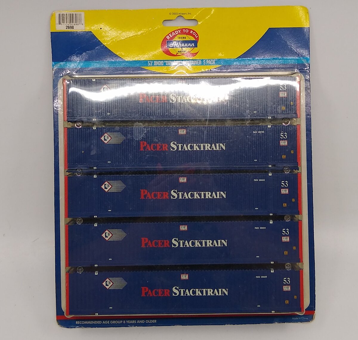 Athearn 2698 HO Scale Pacer Stacktrain 53'' Jindo Dry Box Containers (Pack of 5)