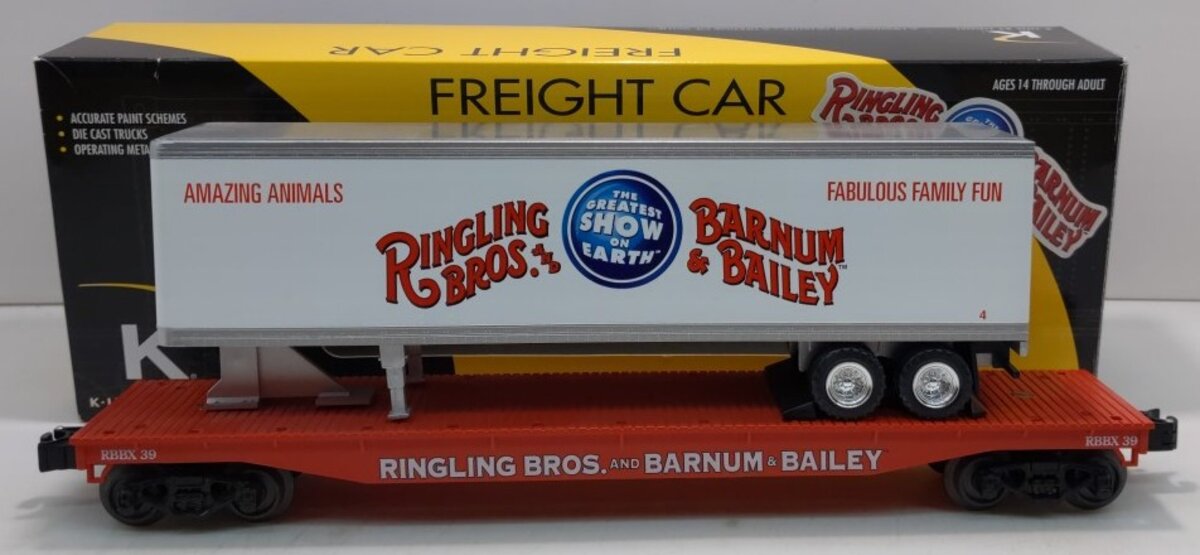 Lionel 6-22574 O Ringling Bros. Flatcar with Ringling Bros. Trailer #39, #4
