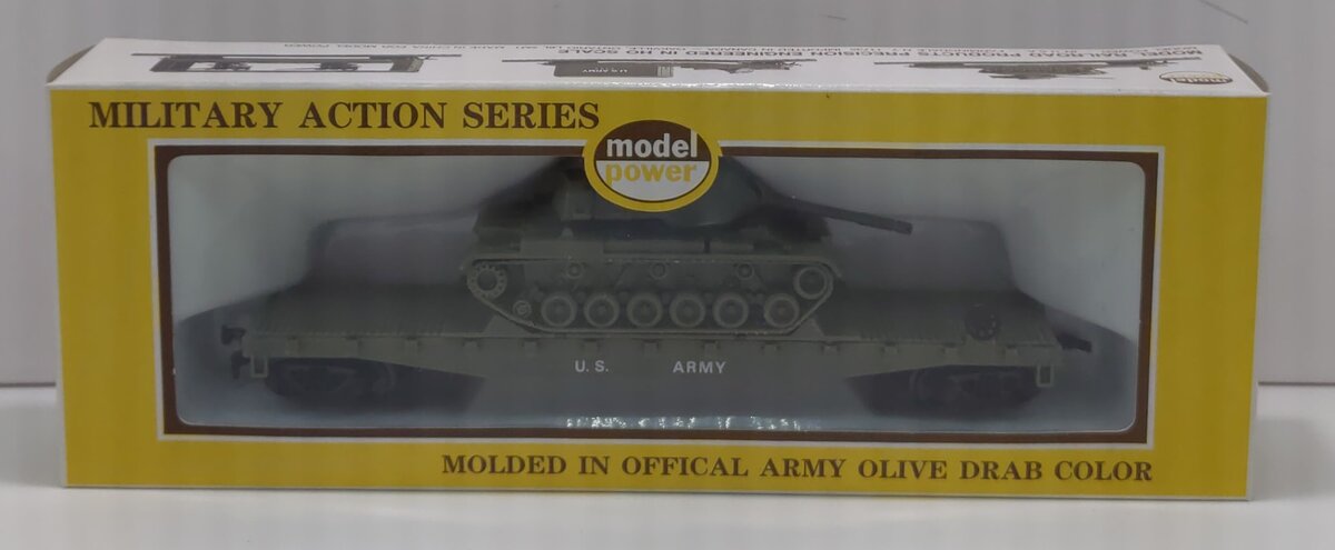 Model Power 9160 HO RTR Flat w/Patton Tank, US Army