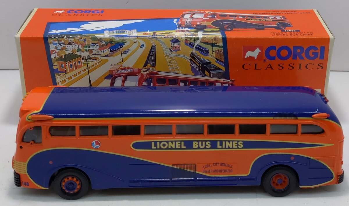 Corgi 53902 1:50 Yellow Coach #743 Lionel Bus Lines Bus