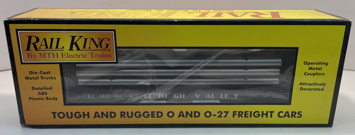 MTH 30-76361 Lehigh Valley Flat Car w/Bulkheads & Pipe Load