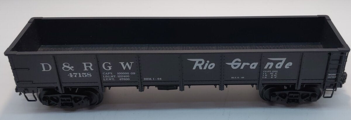 MTH 20-98092 O Gauge D&RGW 55 Ton All Steel Drop Bottom Gondola #47158