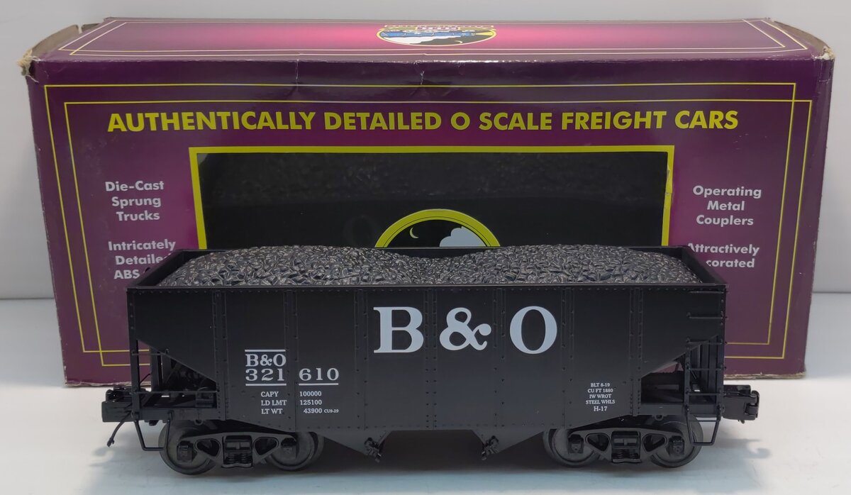 MTH 20-97269 O B&O 2-Bay Fish Belly Hopper Car w/Coal Load #321610