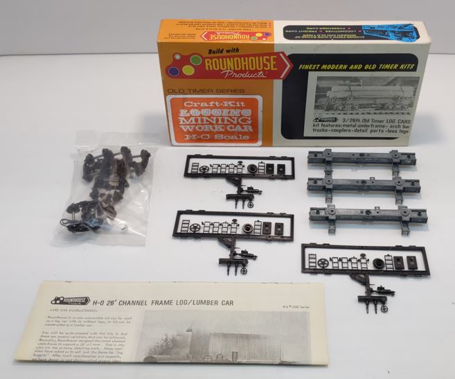 Roundhouse 1500 HO Scale Undecorated Metal Log Car Kit (3 in 1)