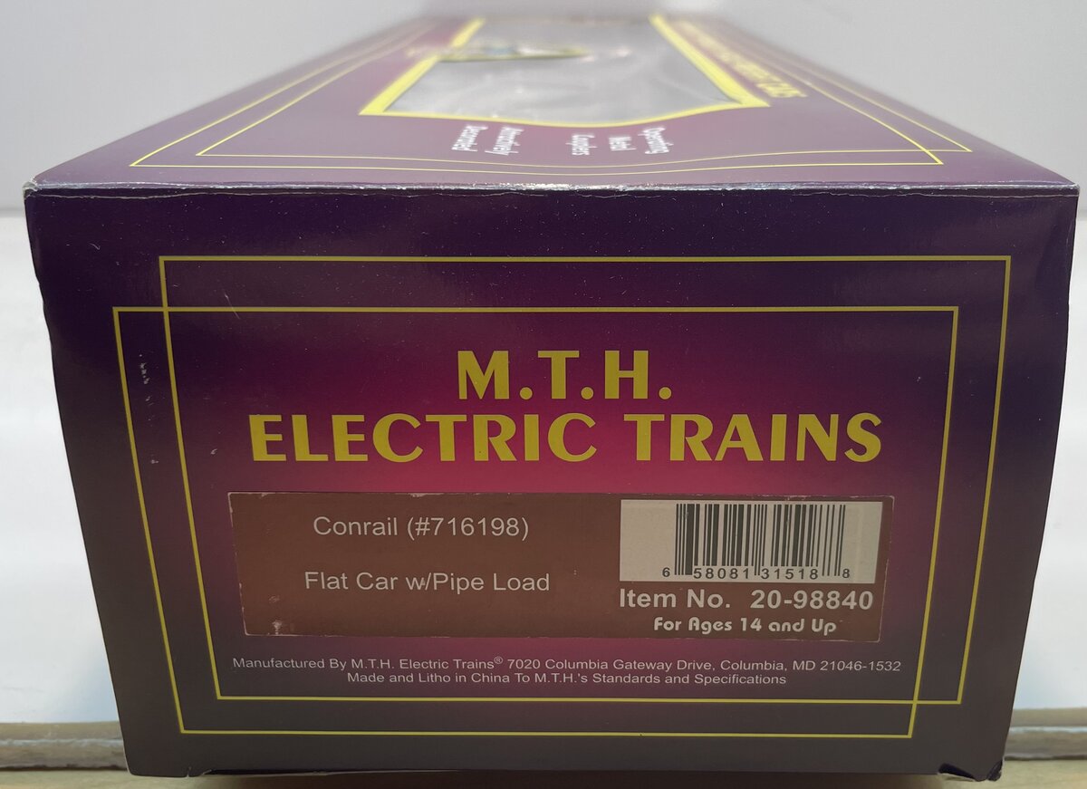 MTH 20-98840 CR FLAT CAR W/PIPE LOAD