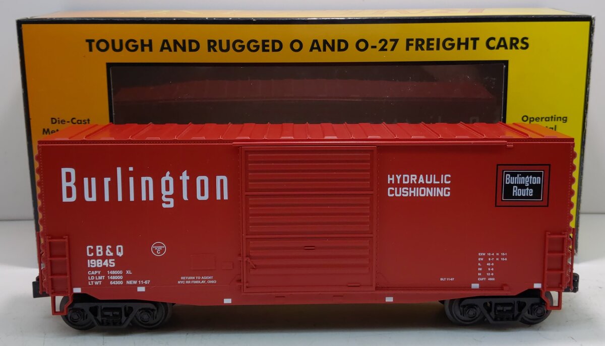 MTH 30-74814 O Burlington RailKing 40' High Cube Box Car #19845